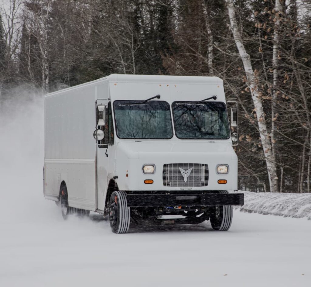 electric truck in snow